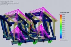 Basamento di 4 generatori diesel, in acciaio X2CrNiMo17-12-2 , analisi statica con accelerazione laterali di progetto, analisi di stabilità dei profili, ed analisi in frequenza dei primi 5 modi vibrazionali – Cantiere WIDER (Ancona)
